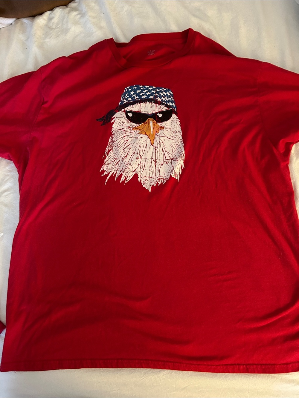 Patriotic Red Eagle Graphic Tee with American Bandana